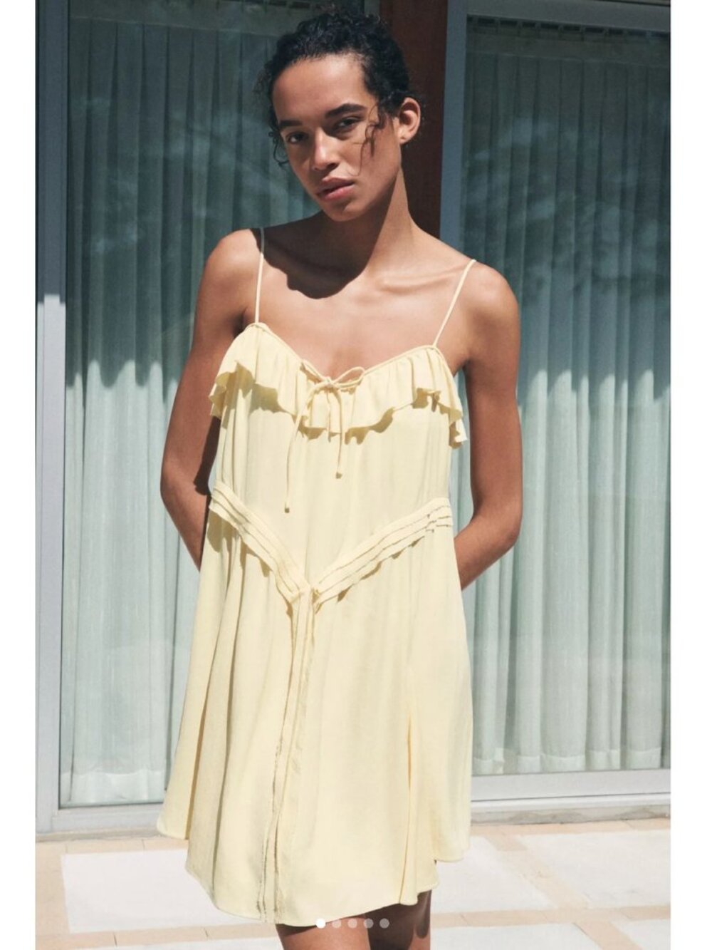 NWT Zara Collection Butter Yellow Ruffle Dress XL